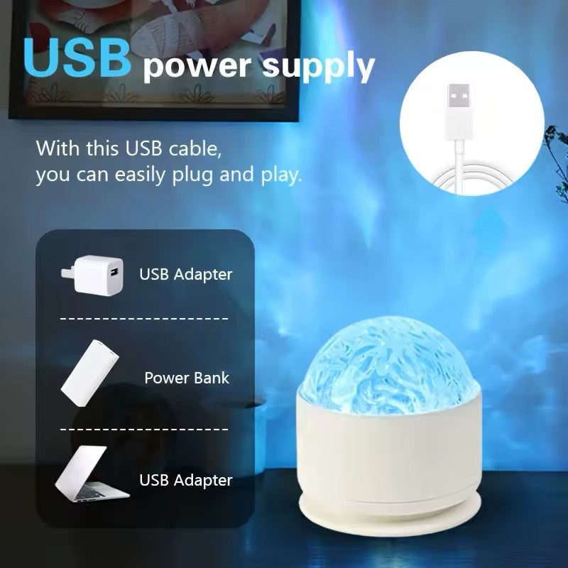 Northern Aurora & Water Ripple LED Night Light with Remote Control