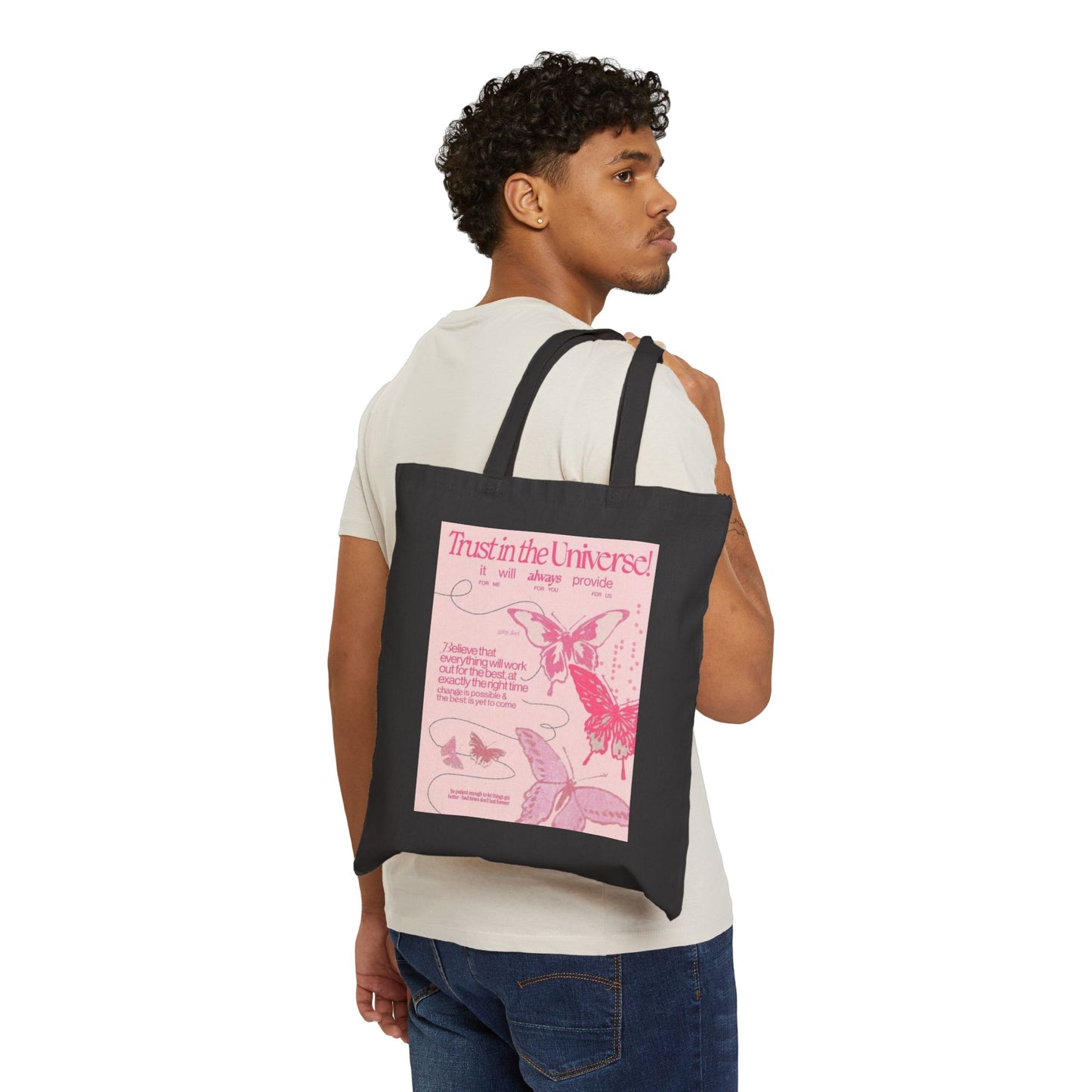 Trust in the Universe Tote Bag, Eco-Friendly Cotton Bag for Shopping, Gifts, Beach, Yoga, and Everyday Use