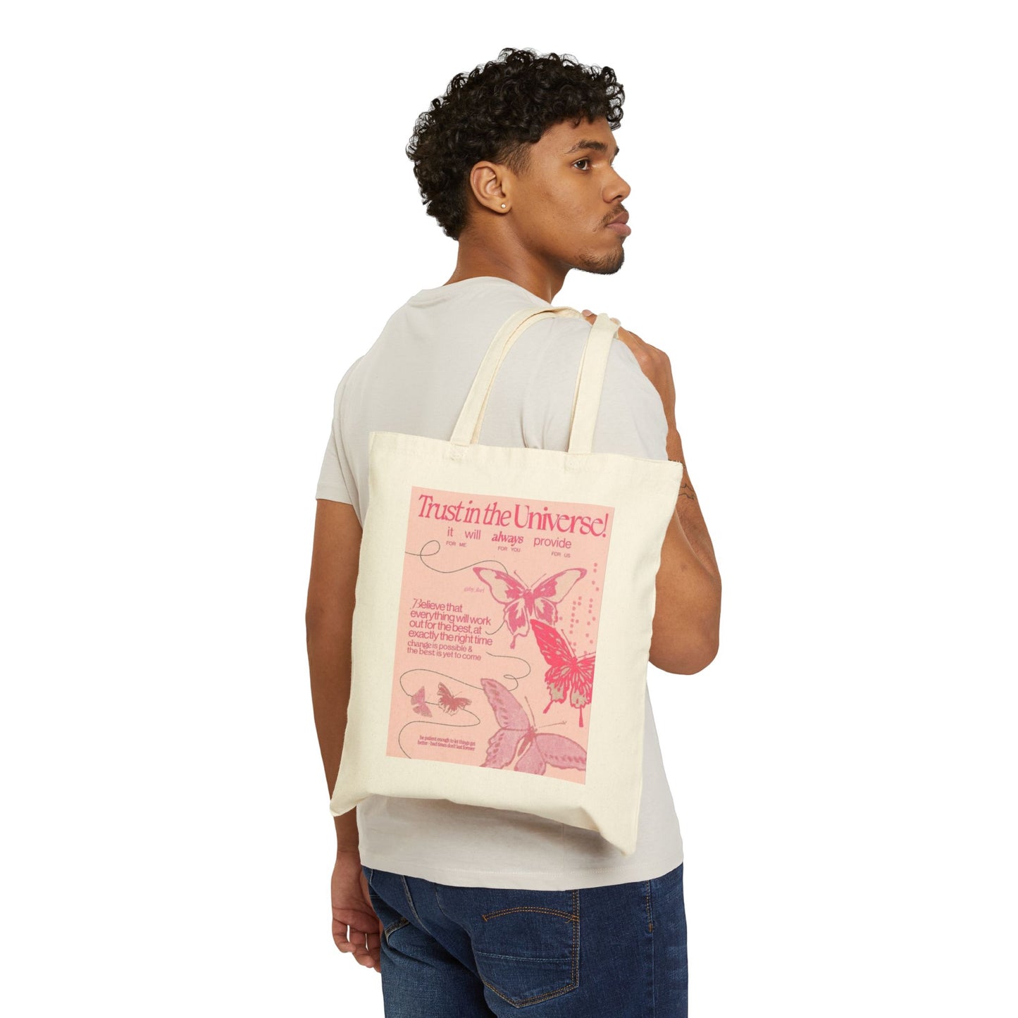 Trust in the Universe Tote Bag, Eco-Friendly Cotton Bag for Shopping, Gifts, Beach, Yoga, and Everyday Use