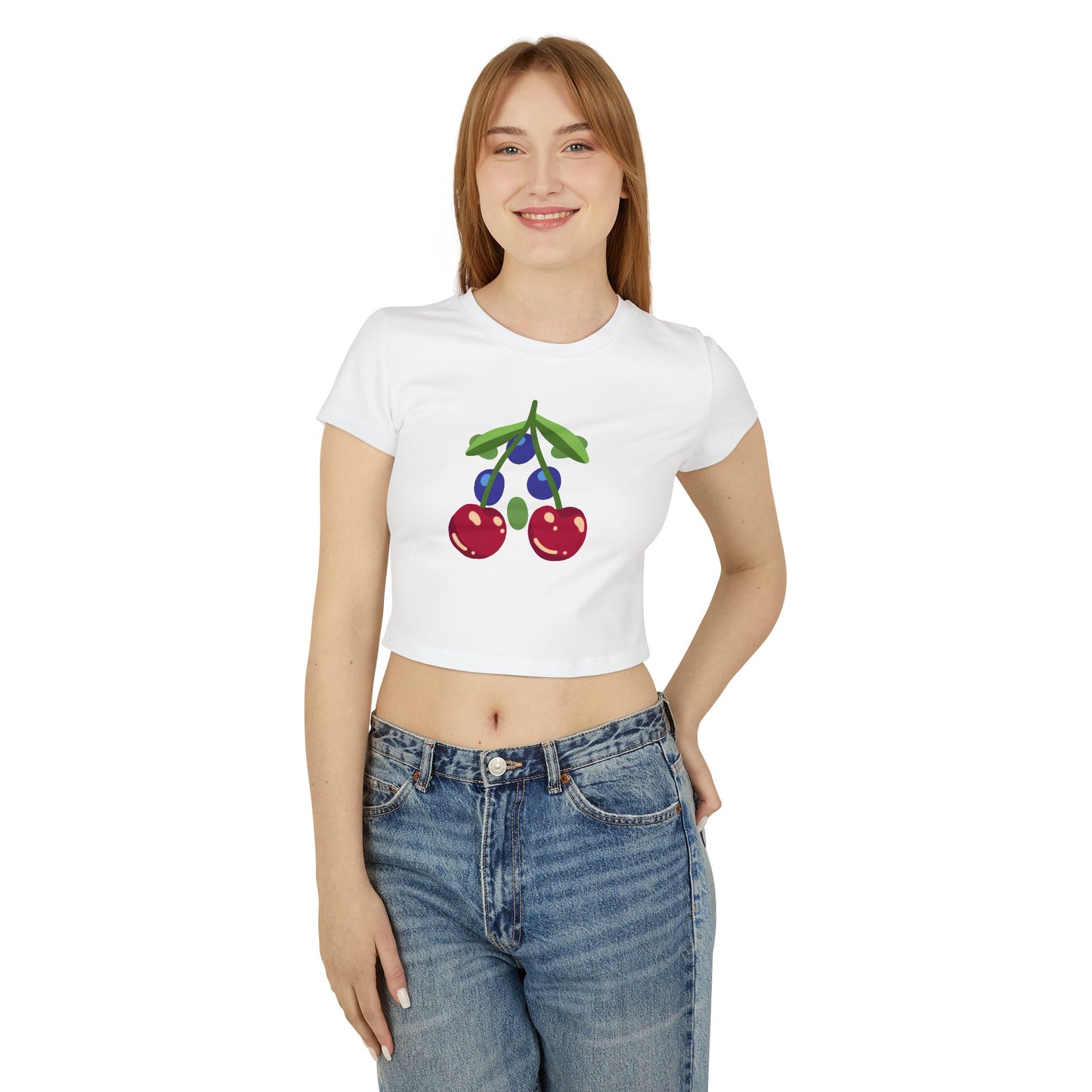 Cute Cherry Print Women's Baby Tee -