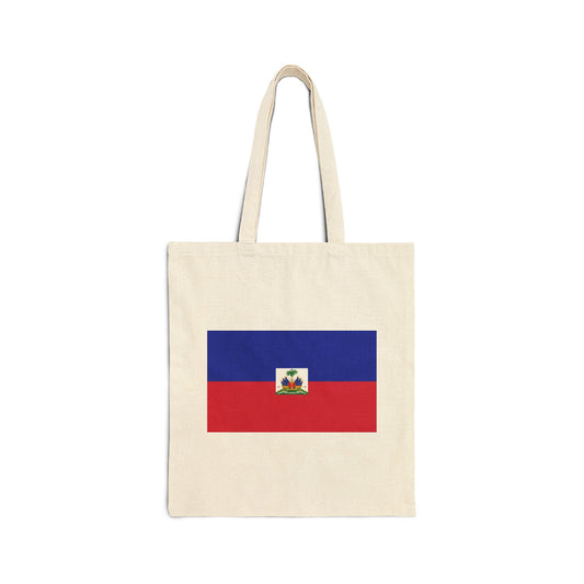 Haitian Flag Cotton Canvas Tote Bag - Eco-Friendly Reusable Shopping Bag