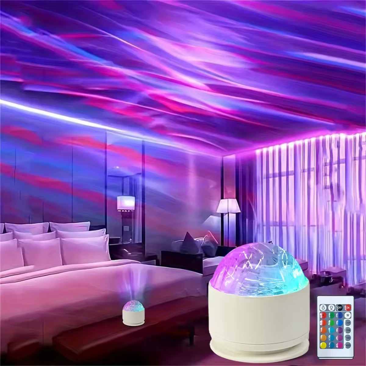 Northern Aurora & Water Ripple LED Night Light with Remote Control